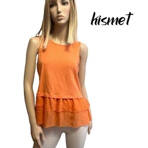 Kismet Top Tank Blouse Shirt Tiered Ruffled Peplum 100% Cotton Rayon Nylon